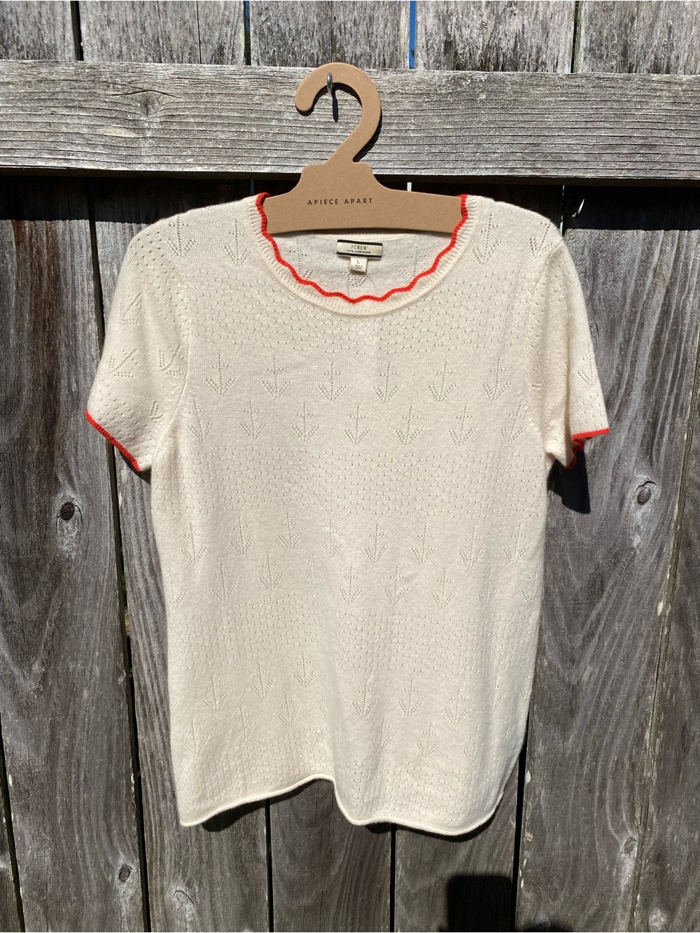 J. Crew Cashmere T-shirt Nautical Pointelle NWT LARGE